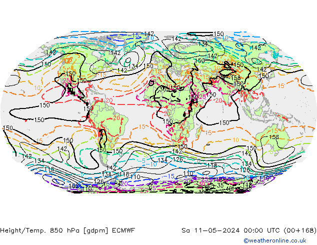 Geop./Temp. 850 hPa ECMWF sáb 11.05.2024 00 UTC