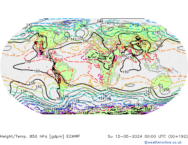 Hoogte/Temp. 850 hPa ECMWF zo 12.05.2024 00 UTC