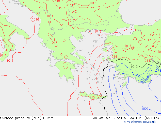 Presión superficial ECMWF lun 06.05.2024 00 UTC