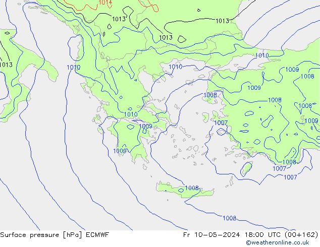 pressão do solo ECMWF Sex 10.05.2024 18 UTC