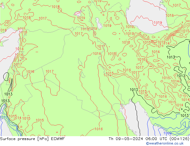 Atmosférický tlak ECMWF Čt 09.05.2024 06 UTC