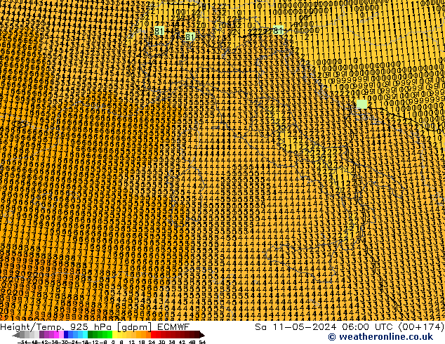 Height/Temp. 925 hPa ECMWF So 11.05.2024 06 UTC