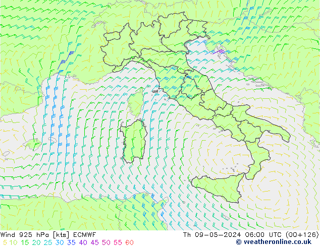 Vent 925 hPa ECMWF jeu 09.05.2024 06 UTC