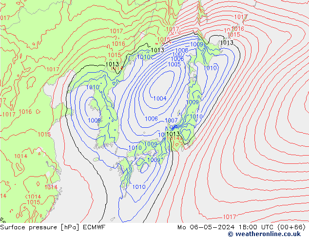 Surface pressure ECMWF Mo 06.05.2024 18 UTC