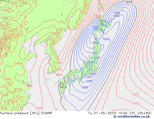 Pressione al suolo ECMWF mar 07.05.2024 12 UTC