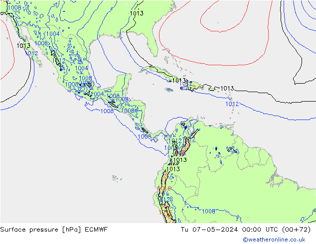 Surface pressure ECMWF Tu 07.05.2024 00 UTC