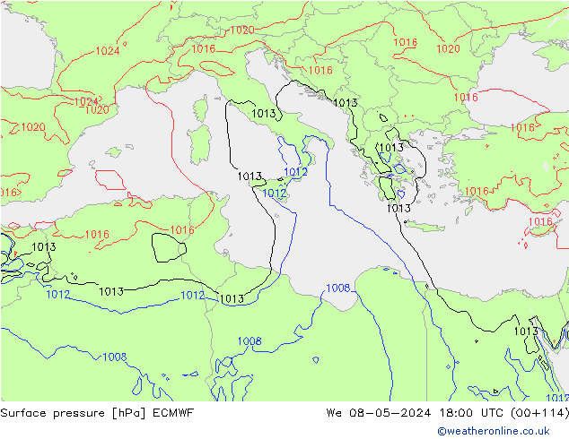 Bodendruck ECMWF Mi 08.05.2024 18 UTC