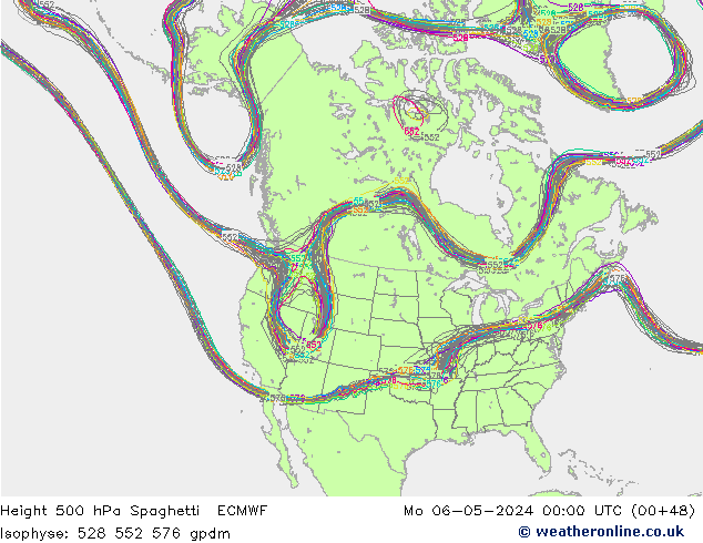 Height 500 hPa Spaghetti ECMWF Mo 06.05.2024 00 UTC