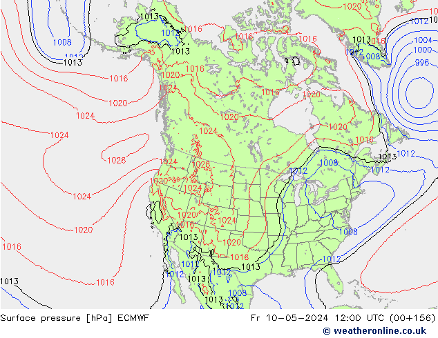 Luchtdruk (Grond) ECMWF vr 10.05.2024 12 UTC