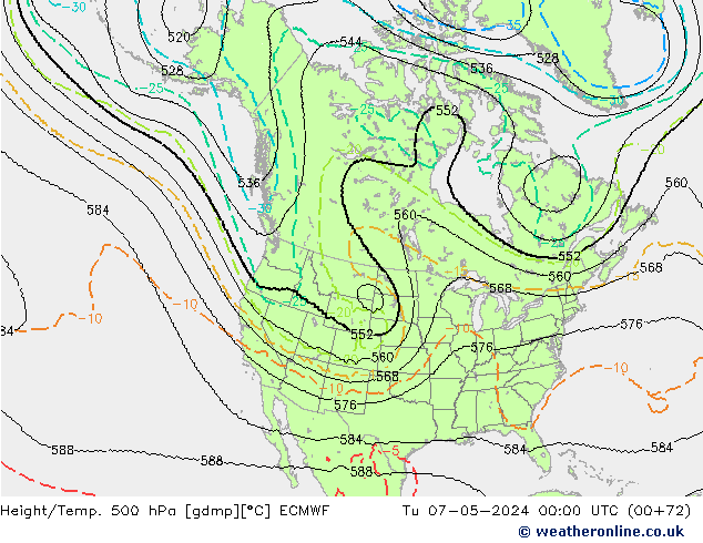 Height/Temp. 500 hPa ECMWF Út 07.05.2024 00 UTC