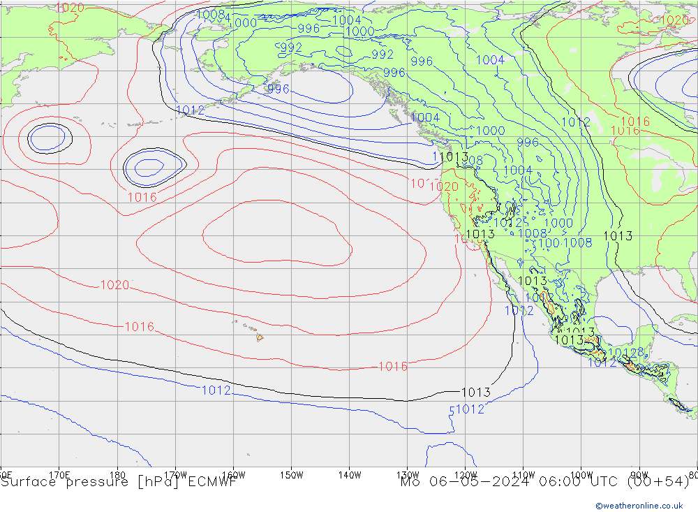 Surface pressure ECMWF Mo 06.05.2024 06 UTC