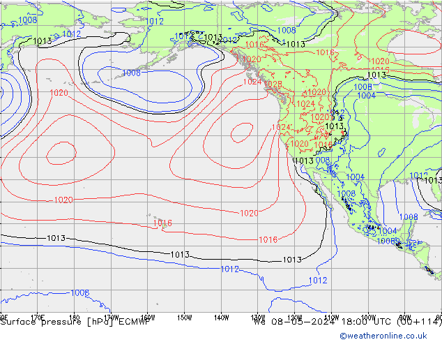 Yer basıncı ECMWF Çar 08.05.2024 18 UTC