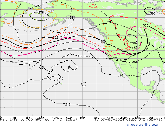 Géop./Temp. 700 hPa ECMWF mar 07.05.2024 06 UTC