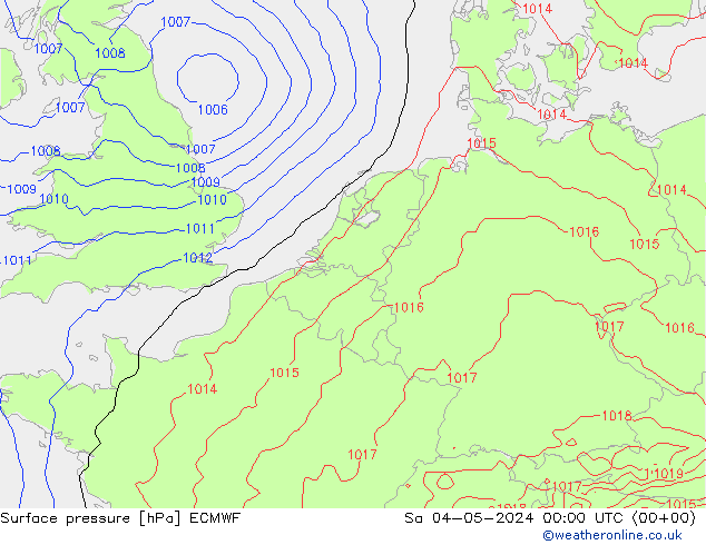 Pressione al suolo ECMWF sab 04.05.2024 00 UTC