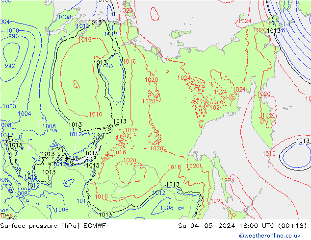 pressão do solo ECMWF Sáb 04.05.2024 18 UTC