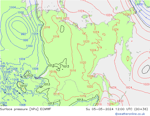 Surface pressure ECMWF Su 05.05.2024 12 UTC