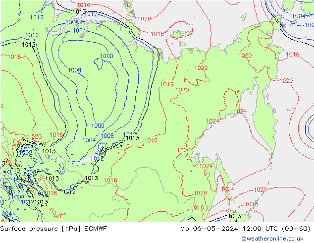 Atmosférický tlak ECMWF Po 06.05.2024 12 UTC
