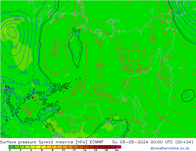pression de l'air Spread ECMWF dim 05.05.2024 00 UTC