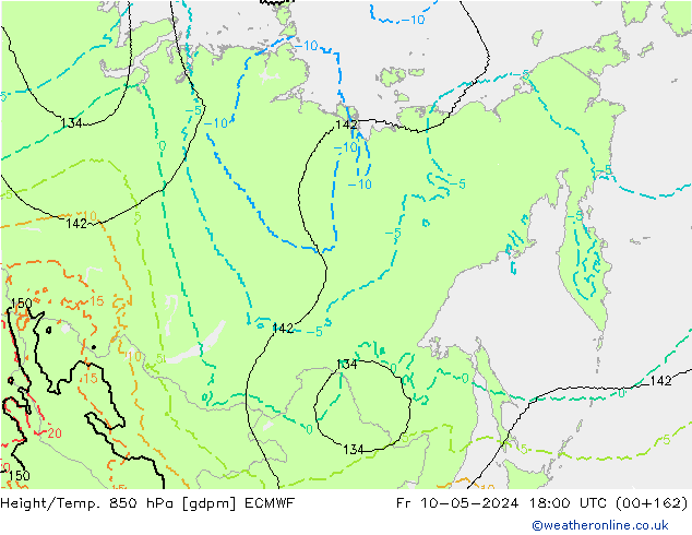 Height/Temp. 850 гПа ECMWF пт 10.05.2024 18 UTC