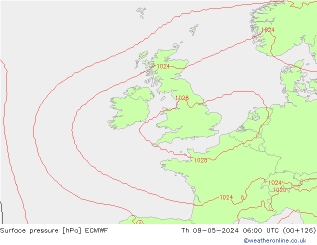 Surface pressure ECMWF Th 09.05.2024 06 UTC