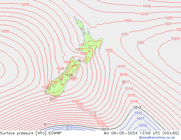 Surface pressure ECMWF Mo 06.05.2024 12 UTC