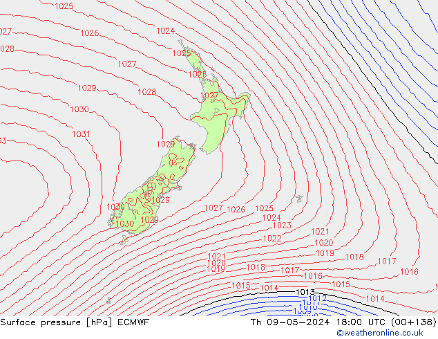 Surface pressure ECMWF Th 09.05.2024 18 UTC