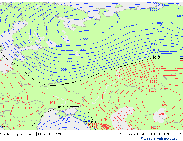 Atmosférický tlak ECMWF So 11.05.2024 00 UTC