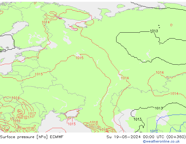 Luchtdruk (Grond) ECMWF zo 19.05.2024 00 UTC