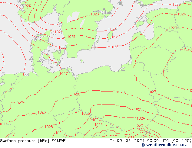 приземное давление ECMWF чт 09.05.2024 00 UTC