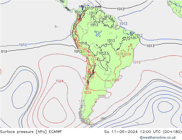 Atmosférický tlak ECMWF So 11.05.2024 12 UTC