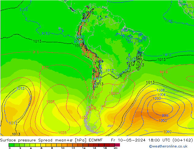 Bodendruck Spread ECMWF Fr 10.05.2024 18 UTC
