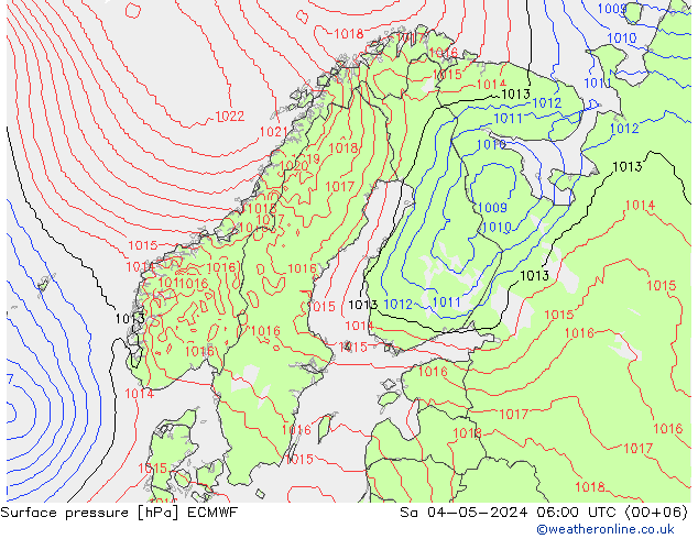 Surface pressure ECMWF Sa 04.05.2024 06 UTC