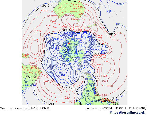 Surface pressure ECMWF Tu 07.05.2024 18 UTC