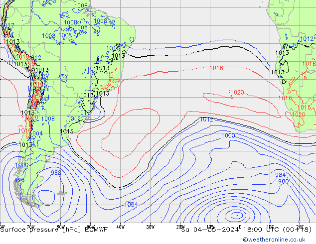 приземное давление ECMWF сб 04.05.2024 18 UTC