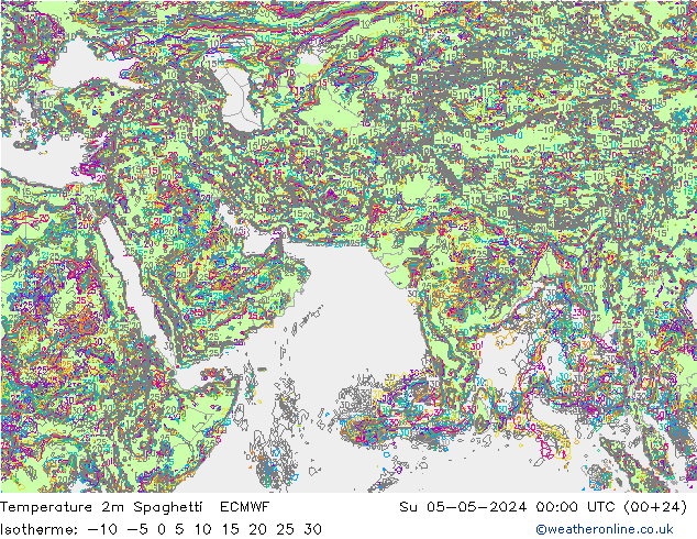Temperatura 2m Spaghetti ECMWF dom 05.05.2024 00 UTC