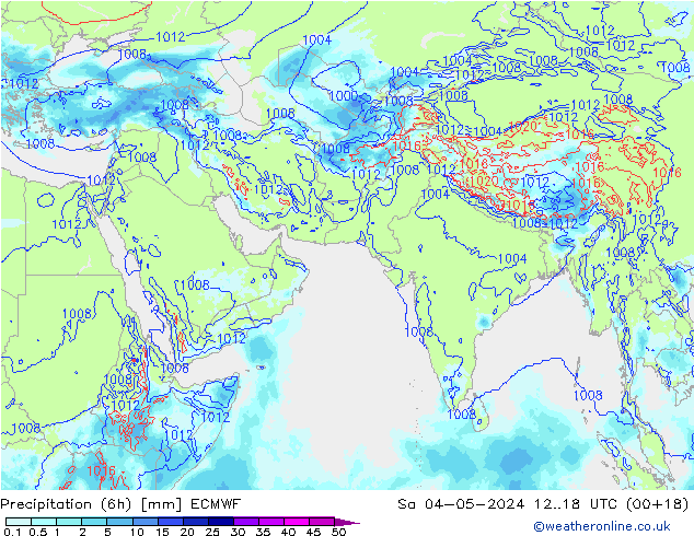 Precipitação (6h) ECMWF Sáb 04.05.2024 18 UTC