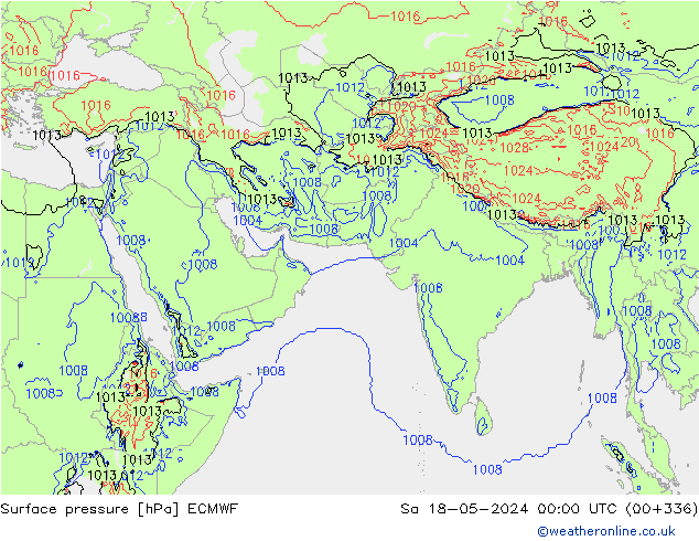 Surface pressure ECMWF Sa 18.05.2024 00 UTC