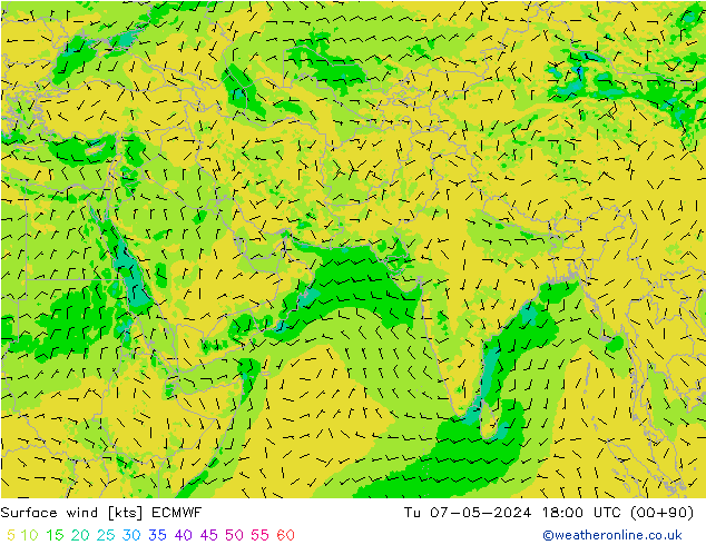 Wind 10 m ECMWF di 07.05.2024 18 UTC