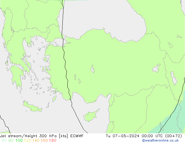 Prąd strumieniowy ECMWF wto. 07.05.2024 00 UTC