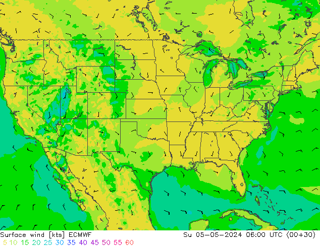 Vent 10 m ECMWF dim 05.05.2024 06 UTC