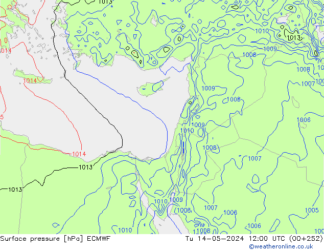 Surface pressure ECMWF Tu 14.05.2024 12 UTC