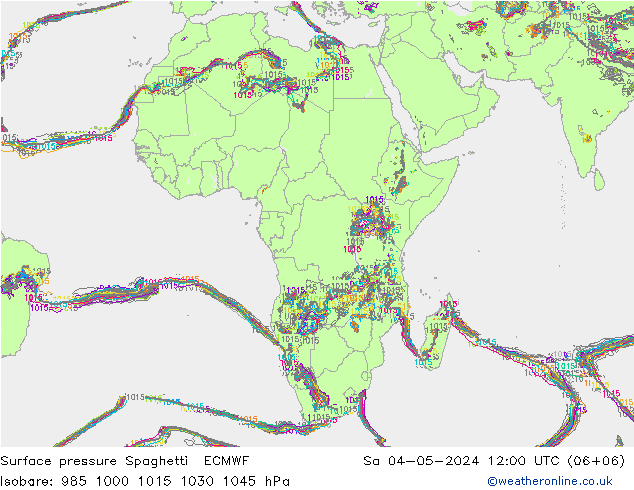 Luchtdruk op zeeniveau Spaghetti ECMWF za 04.05.2024 12 UTC