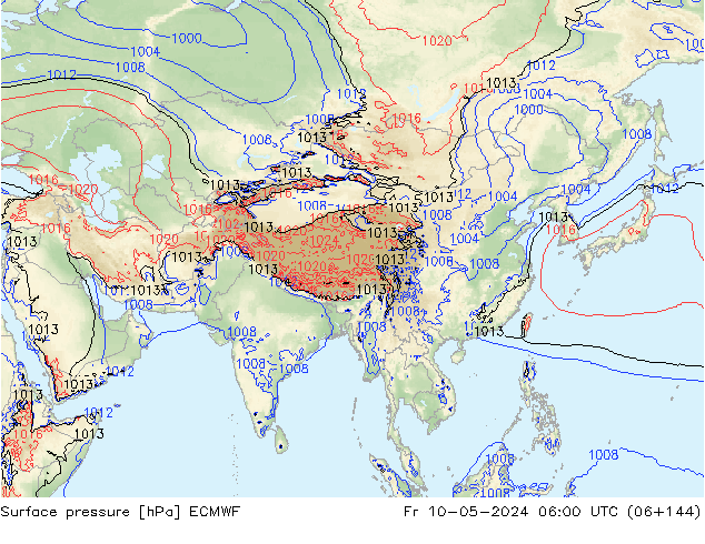 Surface pressure ECMWF Fr 10.05.2024 06 UTC