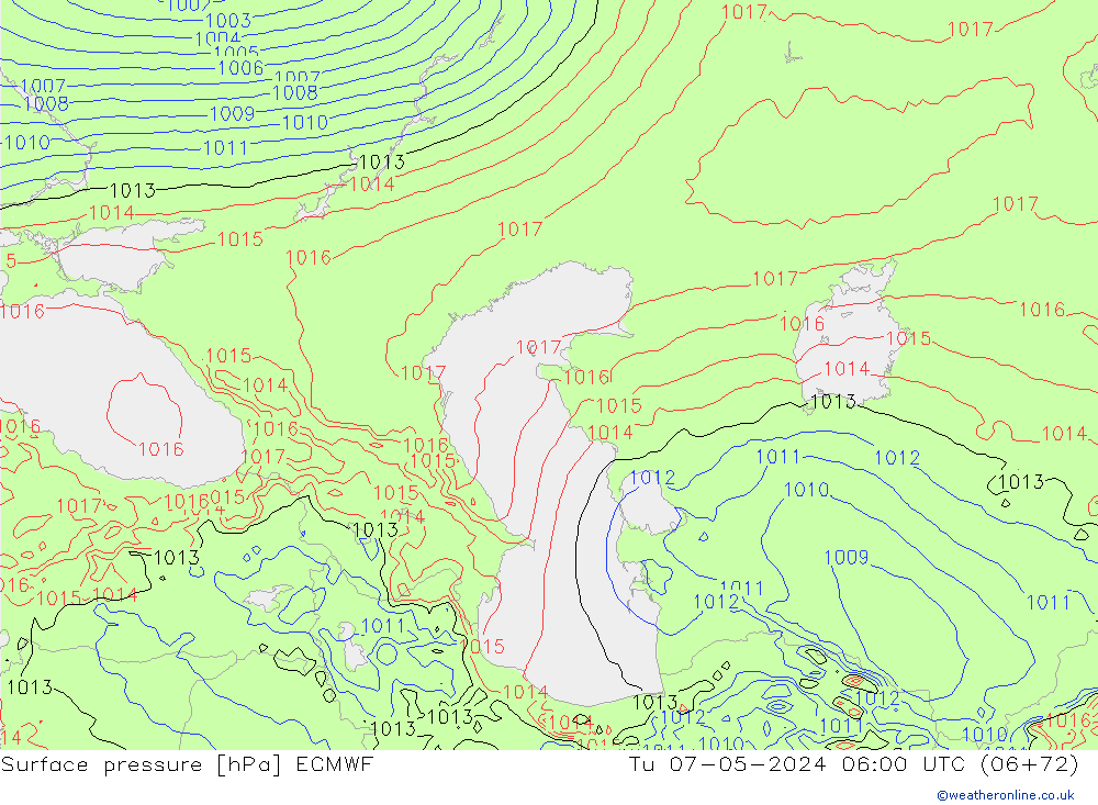 Surface pressure ECMWF Tu 07.05.2024 06 UTC