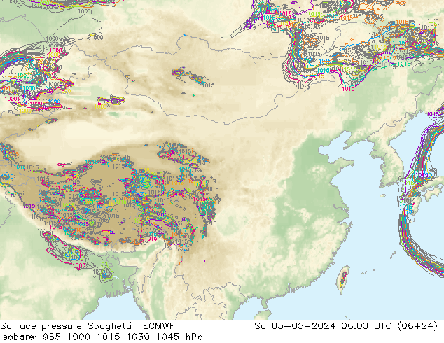 地面气压 Spaghetti ECMWF 星期日 05.05.2024 06 UTC