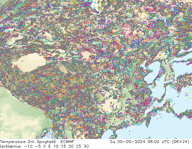 温度图 Spaghetti ECMWF 星期日 05.05.2024 06 UTC