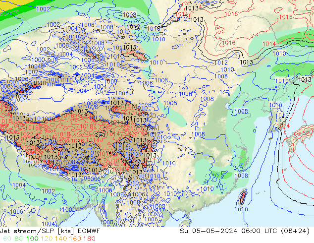 高速氣流/地面气压 ECMWF 星期日 05.05.2024 06 UTC