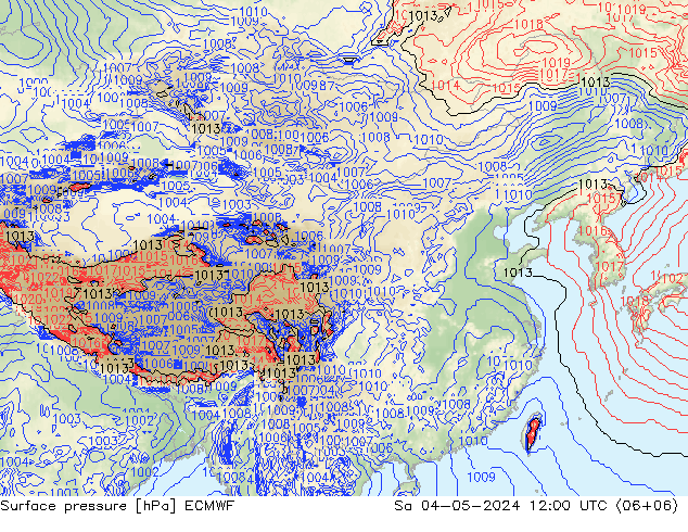 地面气压 ECMWF 星期六 04.05.2024 12 UTC