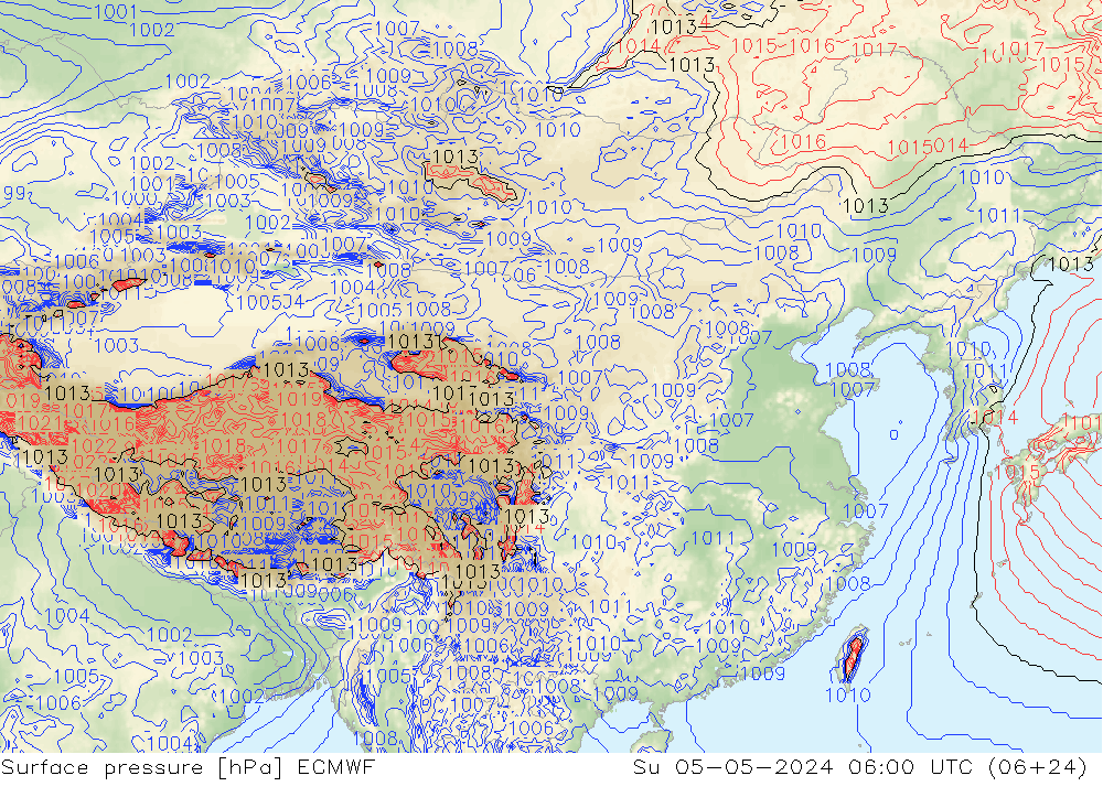 地面气压 ECMWF 星期日 05.05.2024 06 UTC