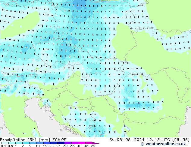 осадки (6h) ECMWF Вс 05.05.2024 18 UTC